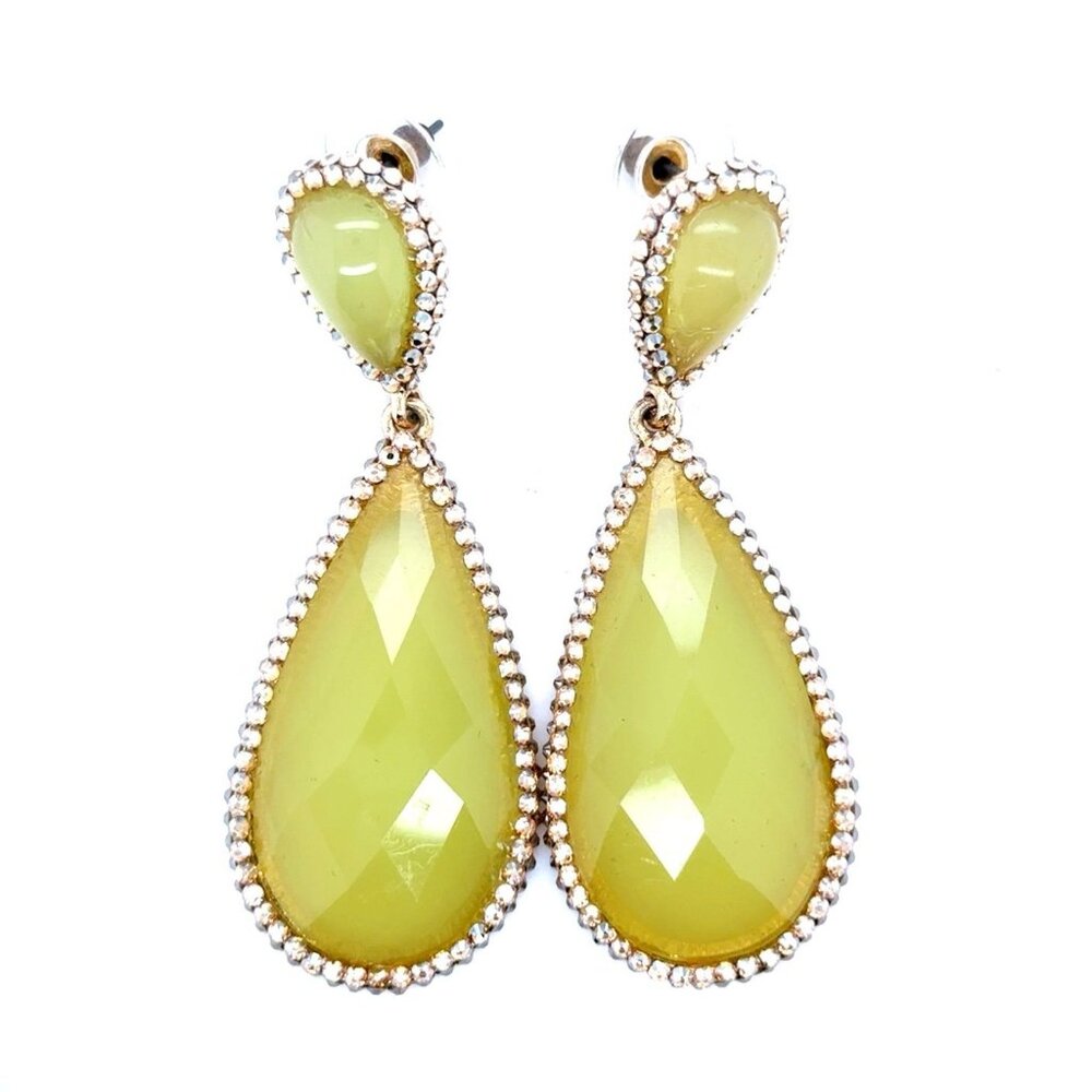 Yellow/Pink Stones Drop Earrings‎